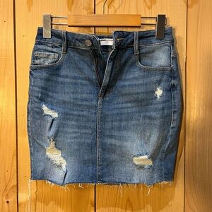 Garage Blue Distressed Mini Skirt